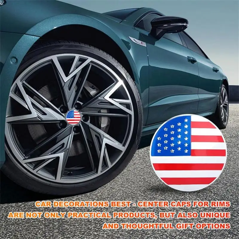 

Car Rim Center Cover Decor 4pcs US Flag-Themed Aluminium Alloy Wheel Hub Covers Vehicle Wheel Stickers Decals To Express
