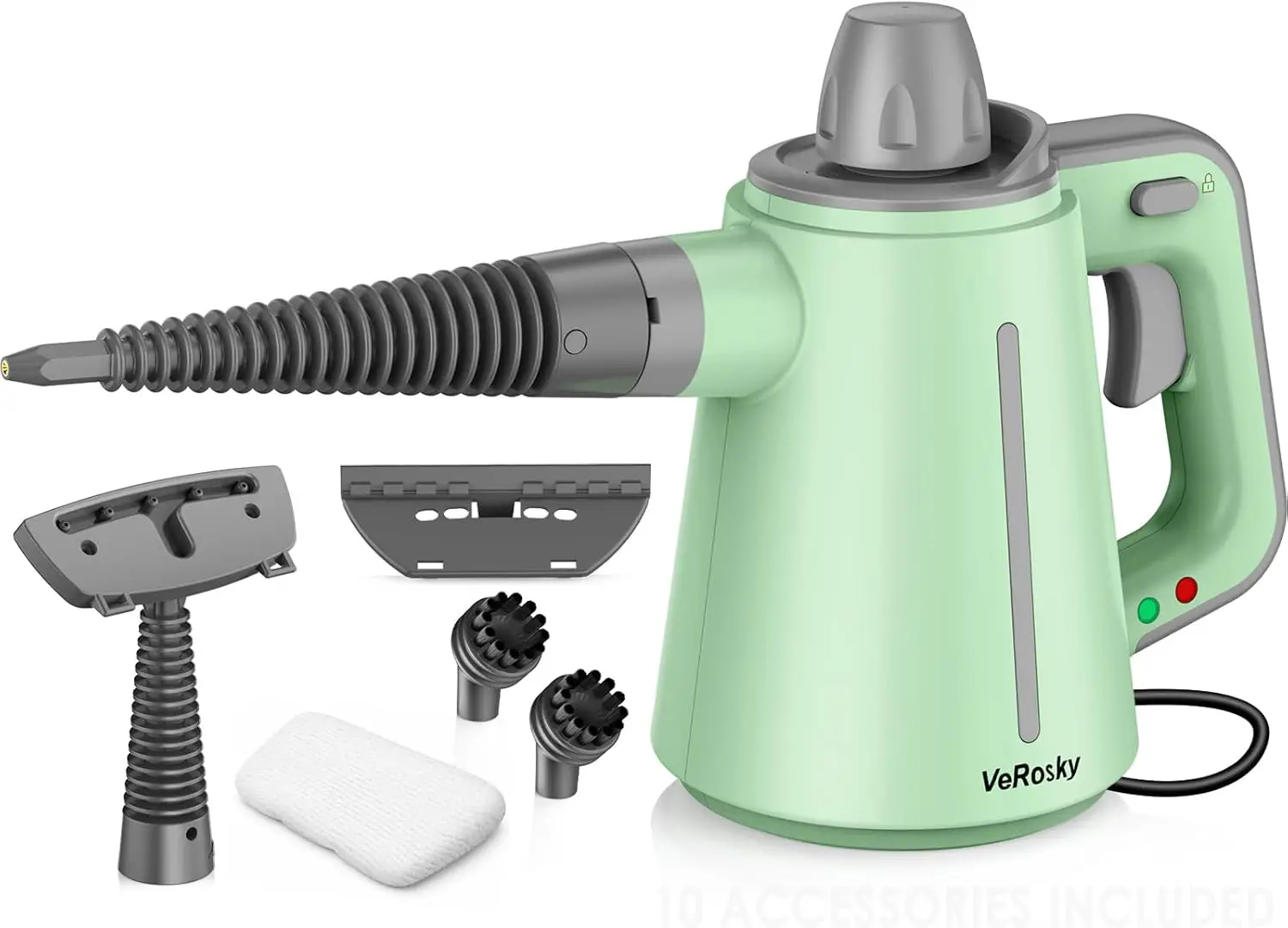 

Handheld High Temp Steam Cleaner for Bathroom & Kitchen, Chemical-Free Deep Cleaning with Safety Lock and 10 Accessories