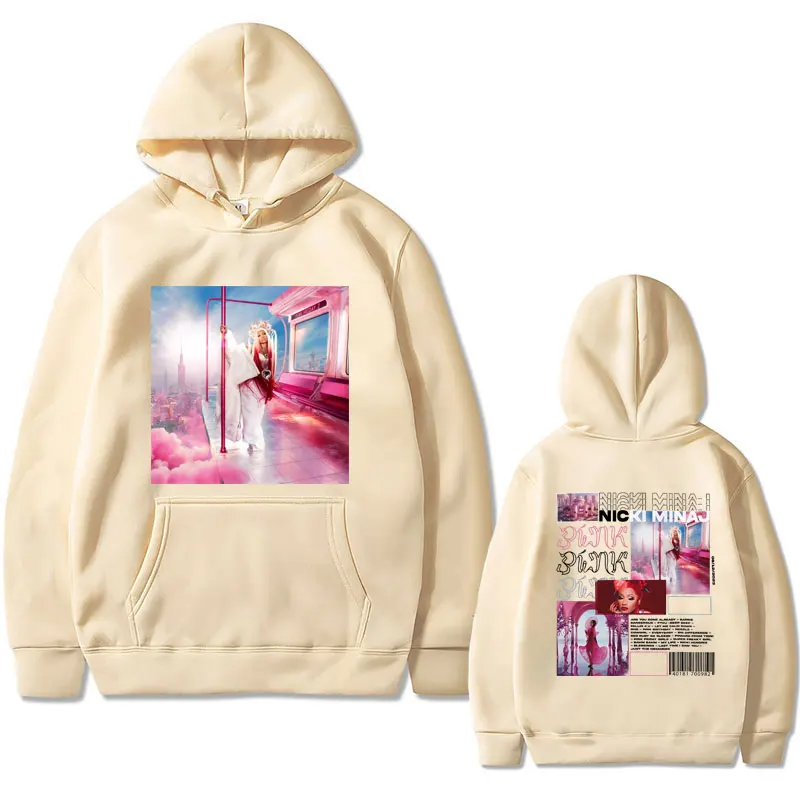 Nicki Minaj Pink Friday 2 Cover Double Sided Print Hoodie Male Fashion Vintage Pullover Hoodies Men Women Hip Hop Rap Sweatshirt