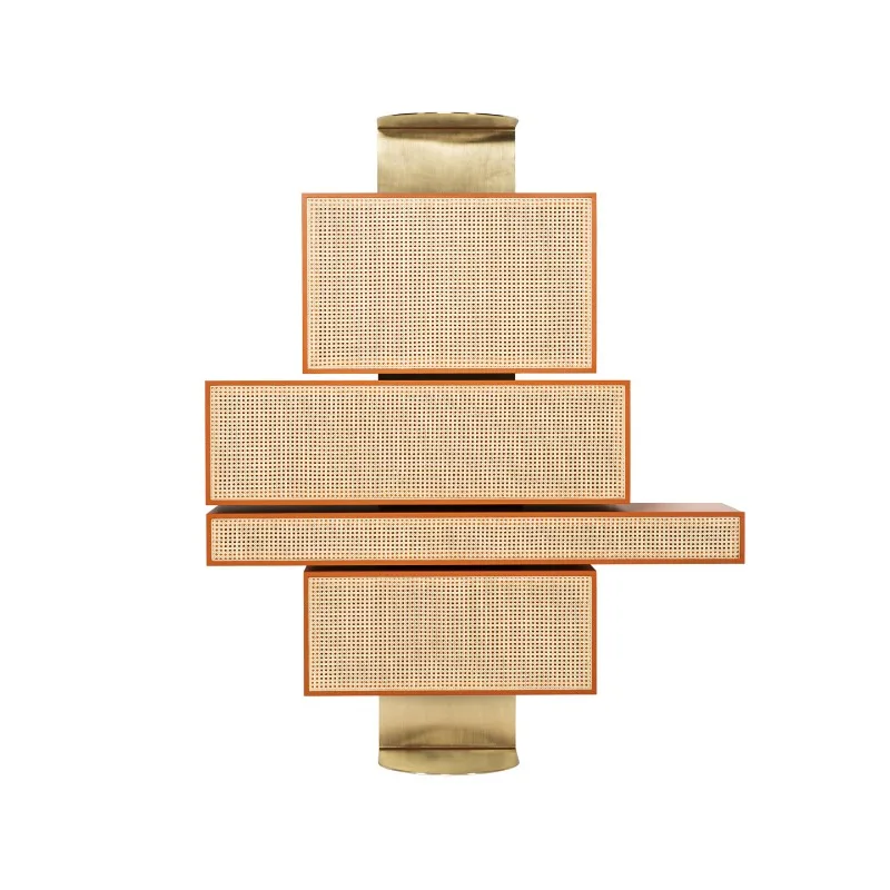 Wabi sandy wind rattan entrance cabinet villa living room modern designer high-end home art solid wood locker