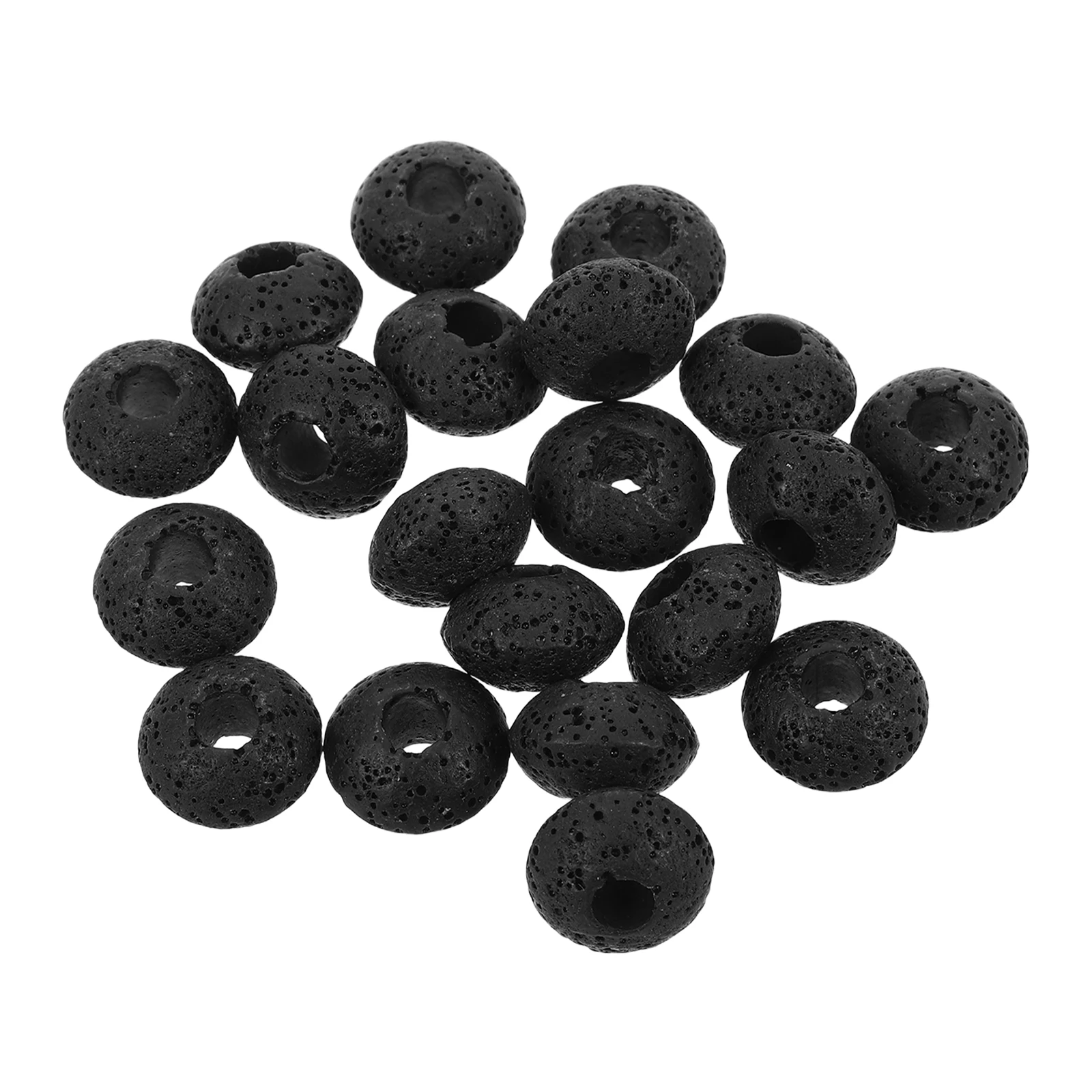 

20 Pcs Jewelry Volcanic Rock Essential Oil Beads Bracelet Diffuser Aromatherapy Stone Black Making DIY Loose Charms