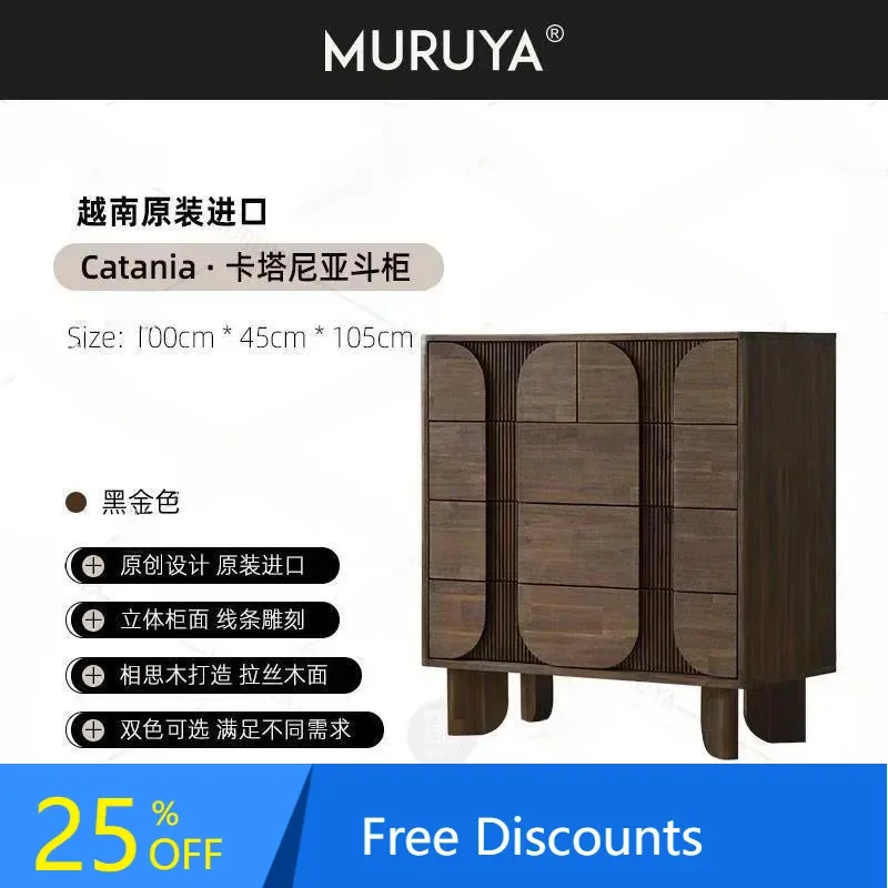 

B1 Retro Solid Wood Chest of Drawers for Living Room and Bedroom, Home Use Drawer Storage Five-Drawer Cabinet Sideboard