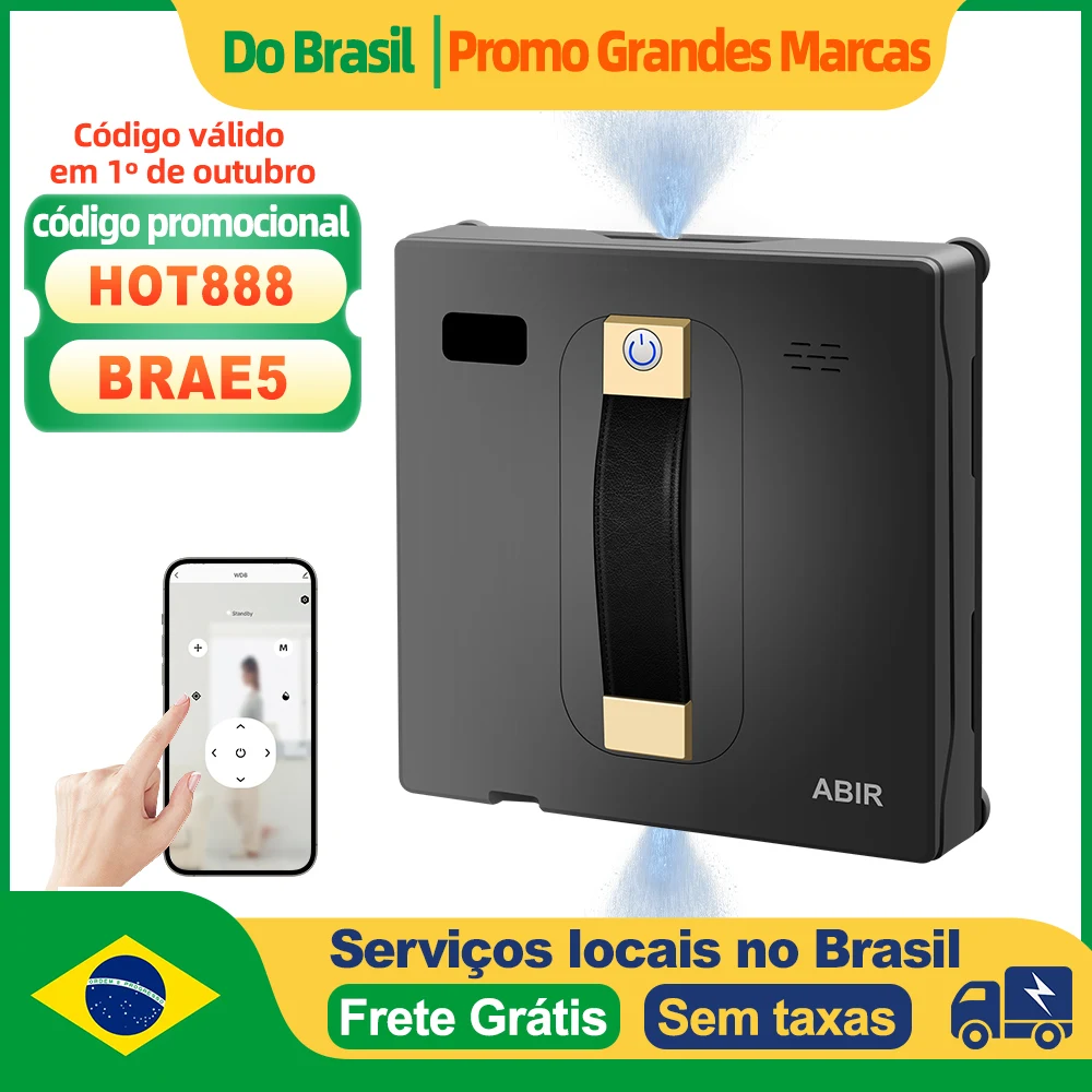 (Código promocional: HOT888)Robô Lavador de Janelas ABIR WD8, Pulverização de Água Dupla, Memória Inteligente, Sucção a Vácuo de Alta Potência, Sensor a Laser, Robô de Limpeza de Vidros Domésticos, Controle por APP