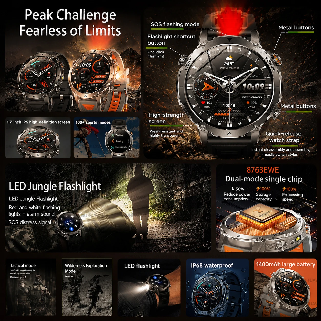 2026New Durable 1400mAh Large Battery Smart Watch Men 1.7