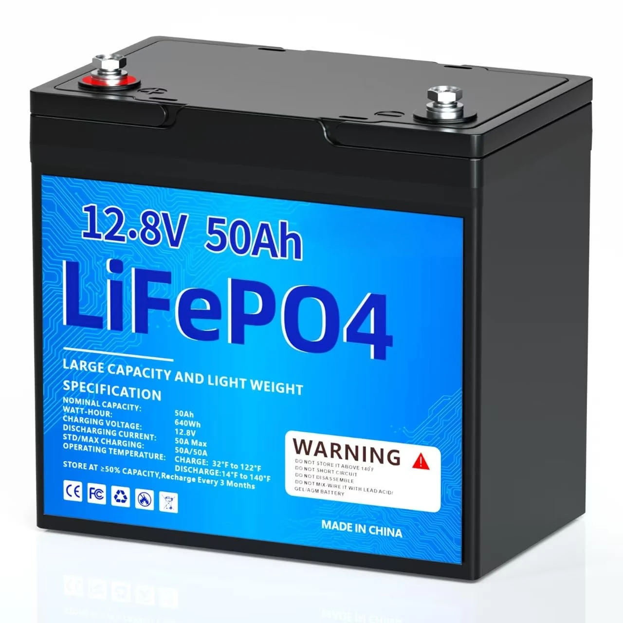

Литиевая батарея 12В 50Ач, аккумулятор LiFePO4 с ресурсом 8000+ циклов и встроенной BMS 50А, подходит для домашнего хранения, троллинга, индивидуальная настройка
