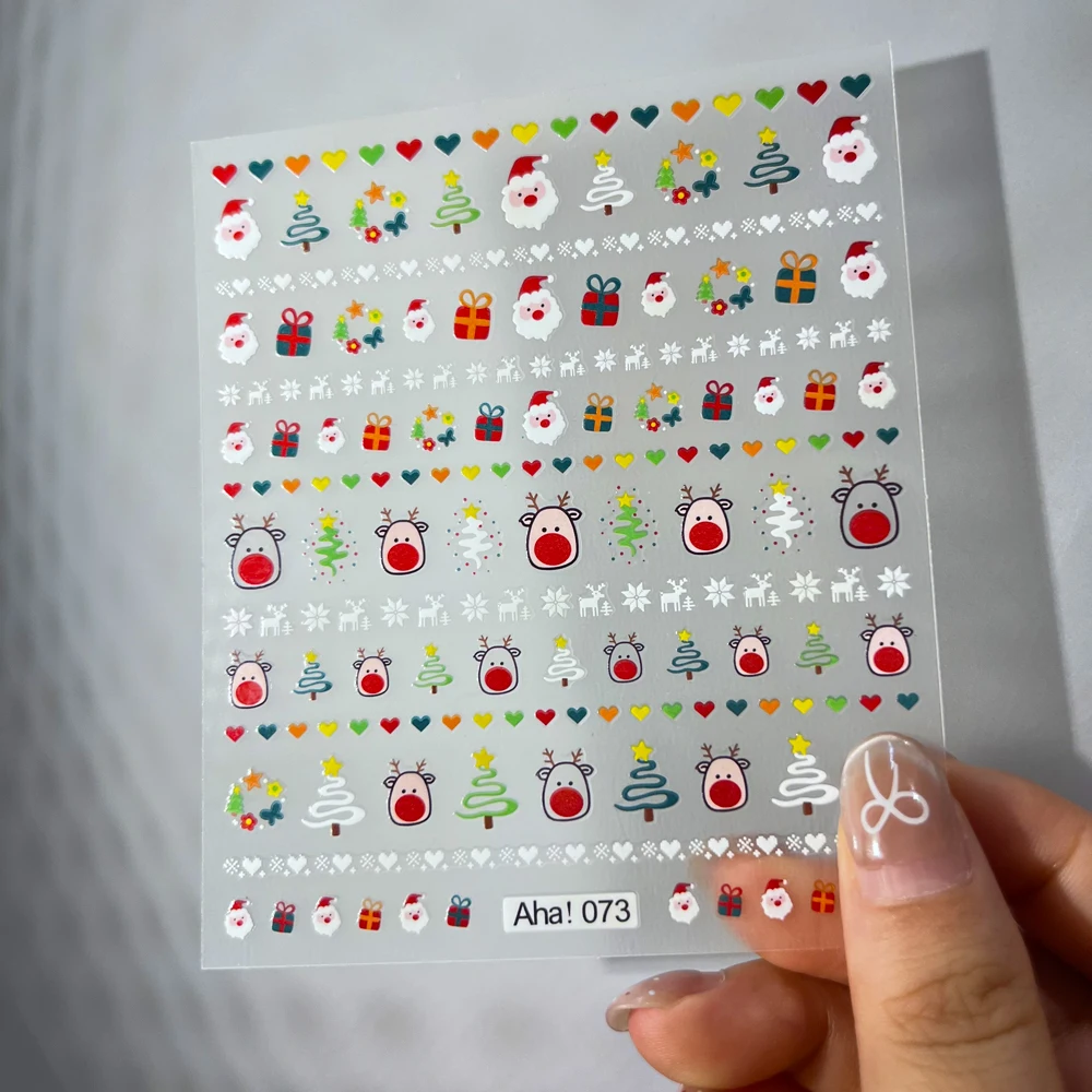 Nieuwe 3D Aha Kerst Nail Art Stickers Leuke Elanden Kerstboom Hart Kerstman Nail Decals DIY Nieuwjaar Vakantie Nail Decor