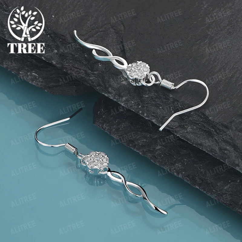 

New Style 925 Sterling Silver Drop Earring High Quality Zircon Women Wedding Accessories Birthday Party Fashion Design Jewelry