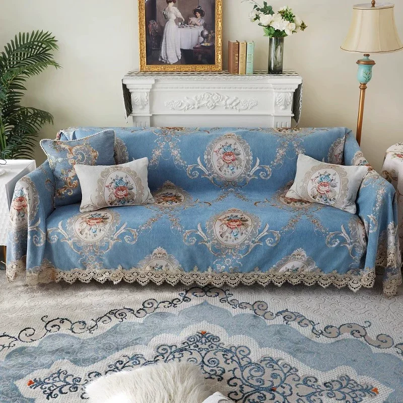 Nordic Dust Proof Home Furniture Protection Jacquard Chenille Sofa Towel Cover, Luxury Couch Slipcover Throw Blanket, 2, 3 Seats