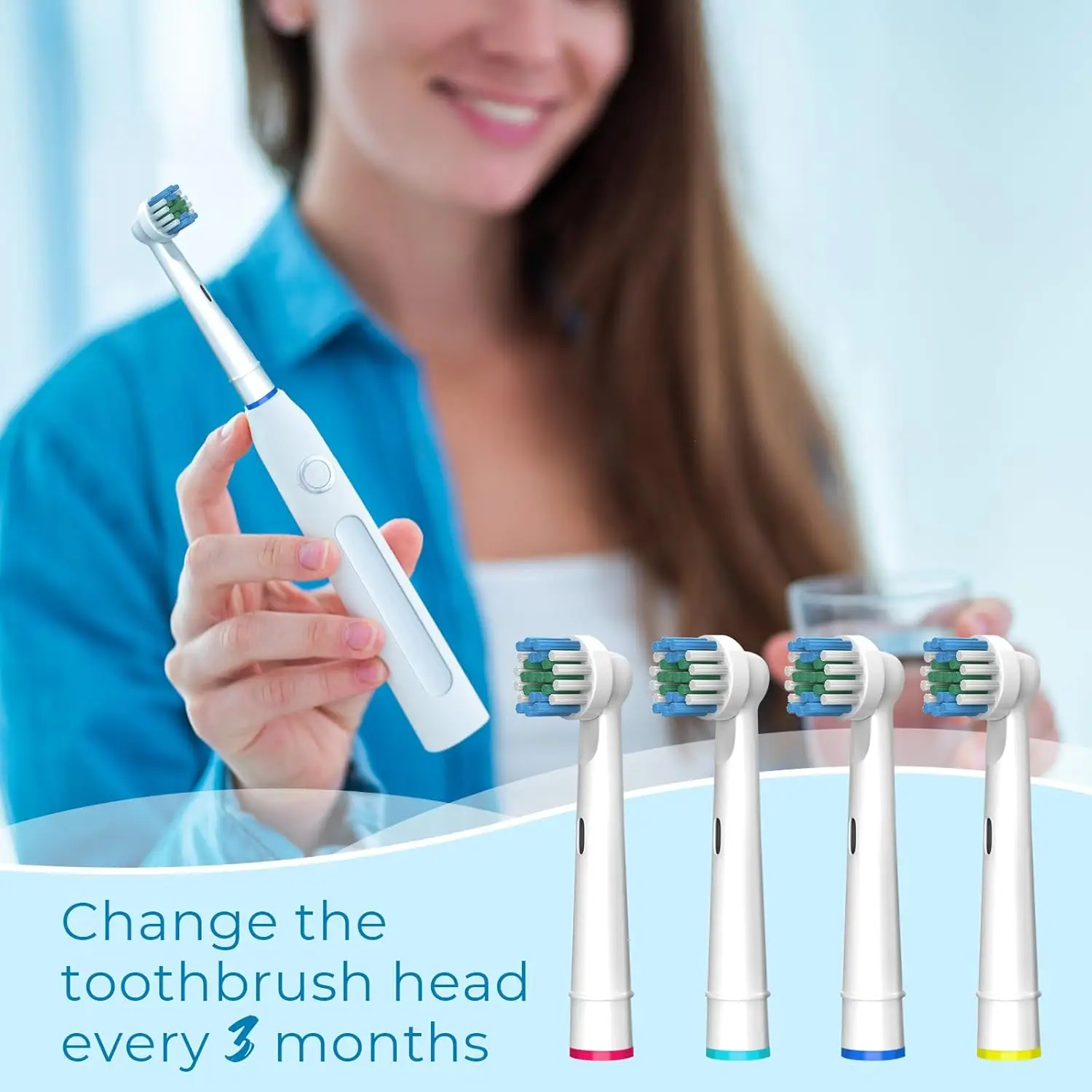Compatible with Oral B Electric Toothbrush Replacement Brush Heads, Precision Clean Toothbrush Head Refills Fit for Oral B Pro