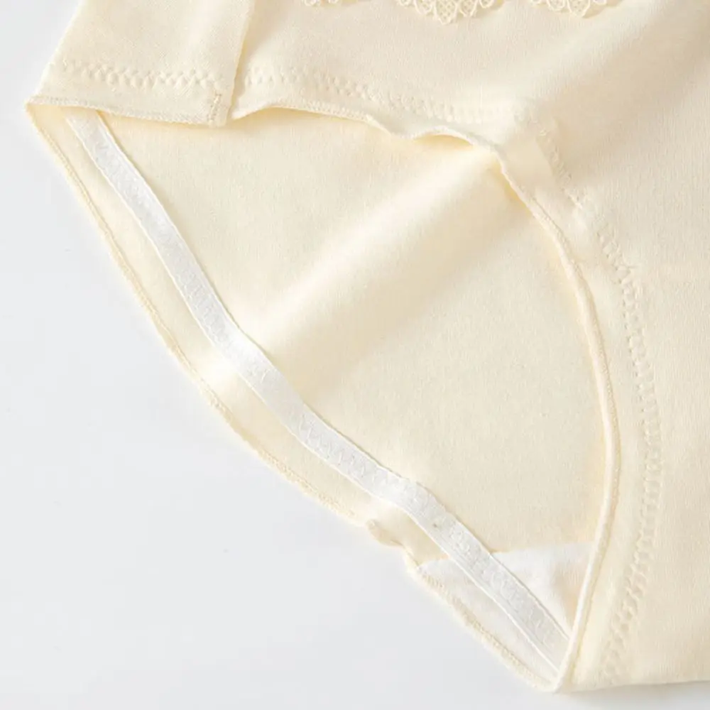 

4Pcs Fashion Ruffle Lace Bowknot Panties Cotton Crotch Mid Waist Sweet Briefs Underpants Underwear for Women Lady