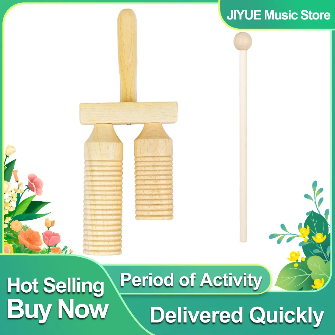 IRIN Clappers Double-Bellows Sound Cylinder Wooden High And Low Clappers Orff Percussion Musical Instruments Children's Gifts