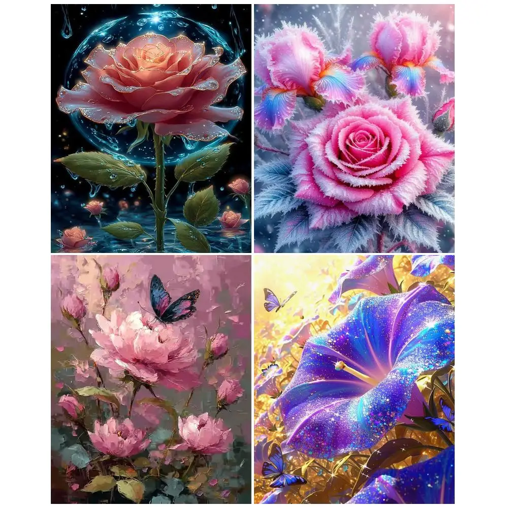 GATYZTORY Simple Painting By Numbers Adults Crafts Frame Diy Frame Flower Vintage Home Decor Handicraft Oil Picture Drawing set