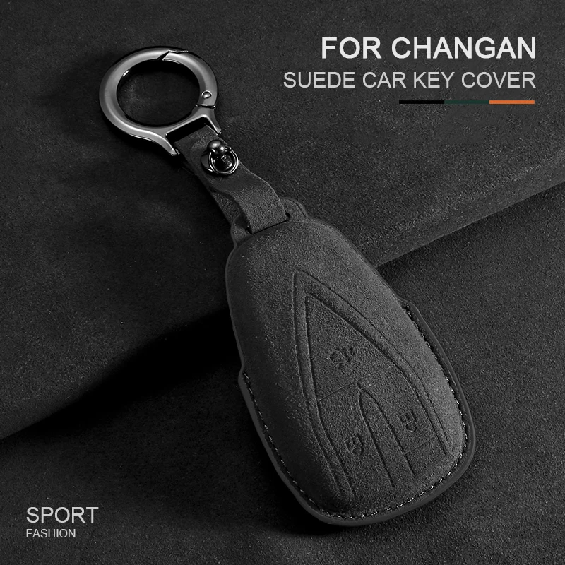 

Suede Leather Car Remote Key Case Cover Fob For Changan CS35PLUS CS35 Plus CS55 PLUS CS75 PLUS Eado UNI-T UNI K Oushang X5 X7 EV