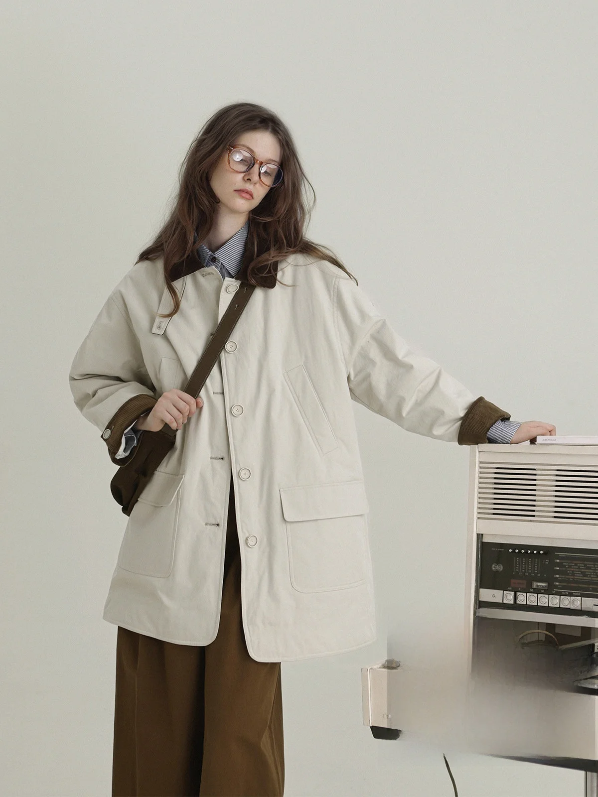 

Barn Sle Patchwork down Jaet Women's Long Coat Simple Commute Pure Color Cotton Clothes Winter Outerwear Le Brand