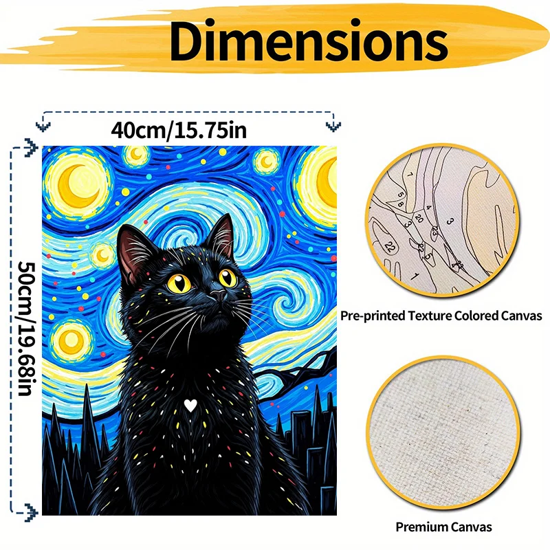 Professional Art Use, 1 Set Professional Art-Grade Adult Paint by Numbers DIY Kit, Van Gogh 