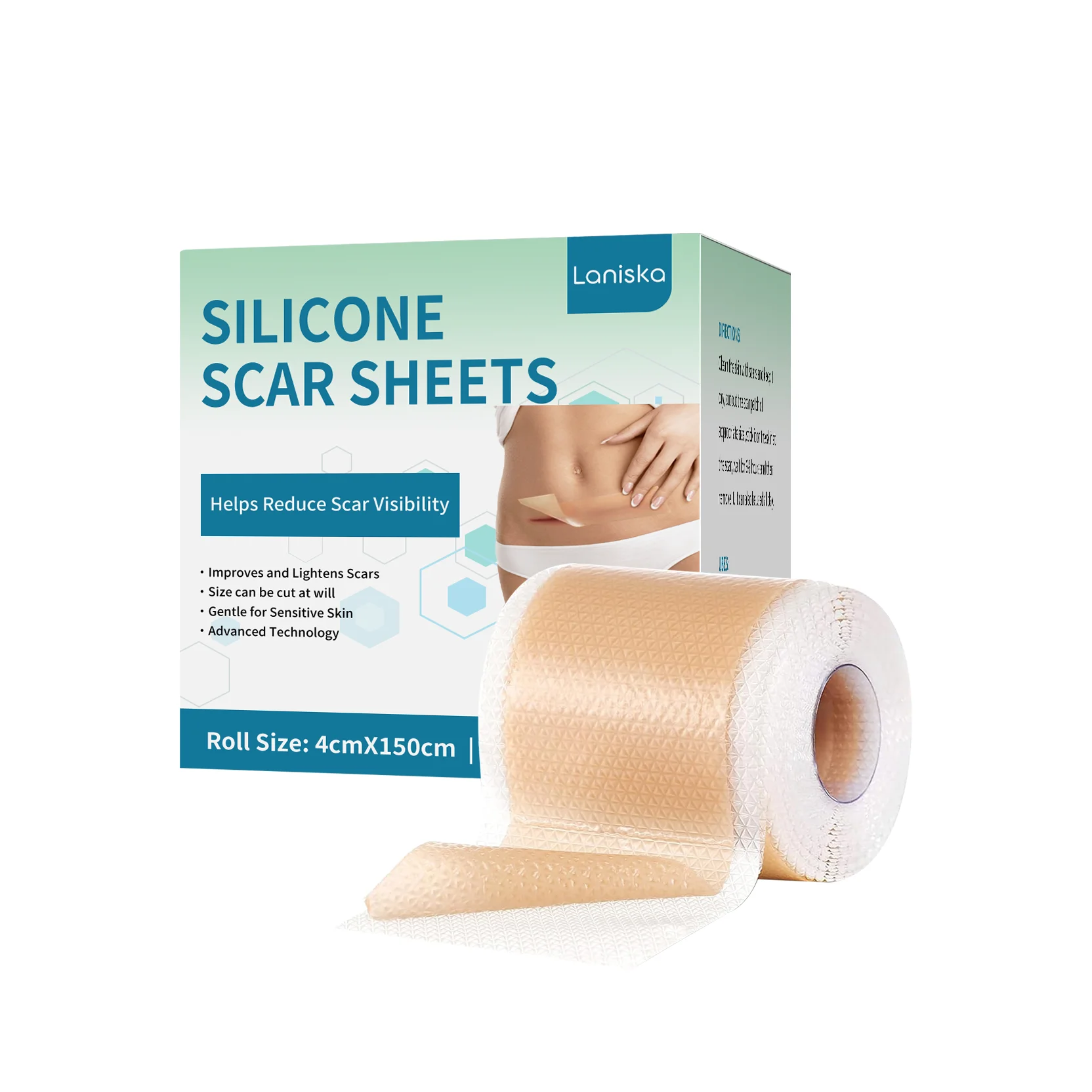 Silicone Scar Sheet Skin‑Friendly Use Reduce Scar Visibility Improve Scar Appearance For Surgery Injury Stretch Mark Skin Care