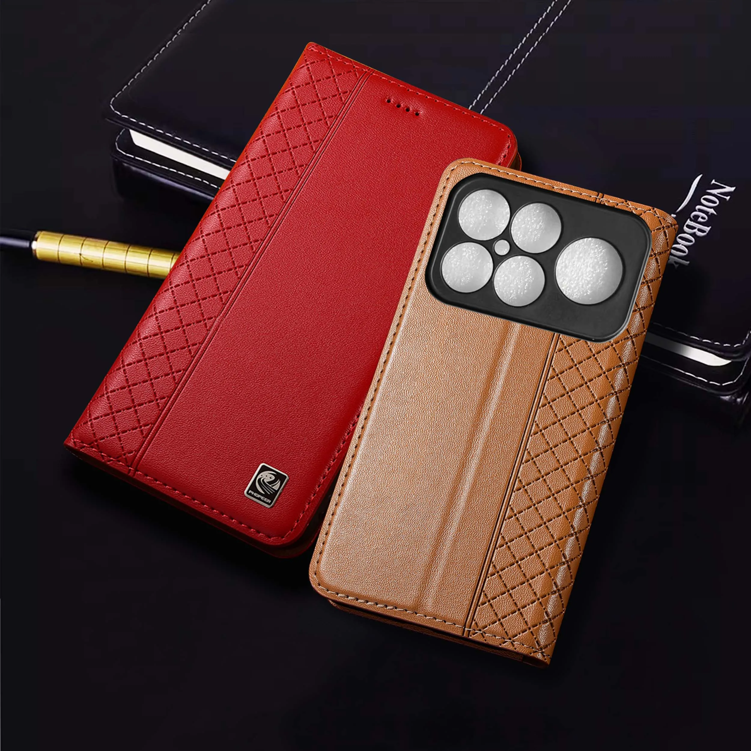 

Genuine Leather Phone Case For Redmi K50 K60 K60E K70 K70E K80 K90 Pro Max Ultra 5G Napa Inner Pattern Of Wallte Flip Cover Case
