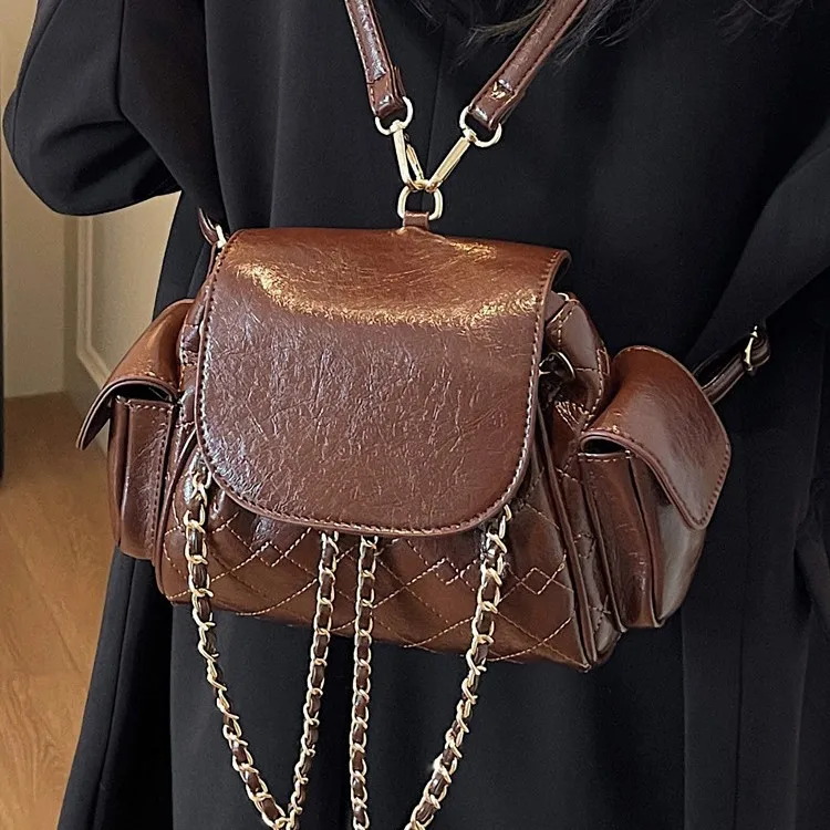 Plecak Niche Design 2025, Torba na ramię z łańcuszkiem, Luksusowa damska torba crossbody na dzień i na noc, Minimalistyczna torba typu tote, Teksturowana torba sling