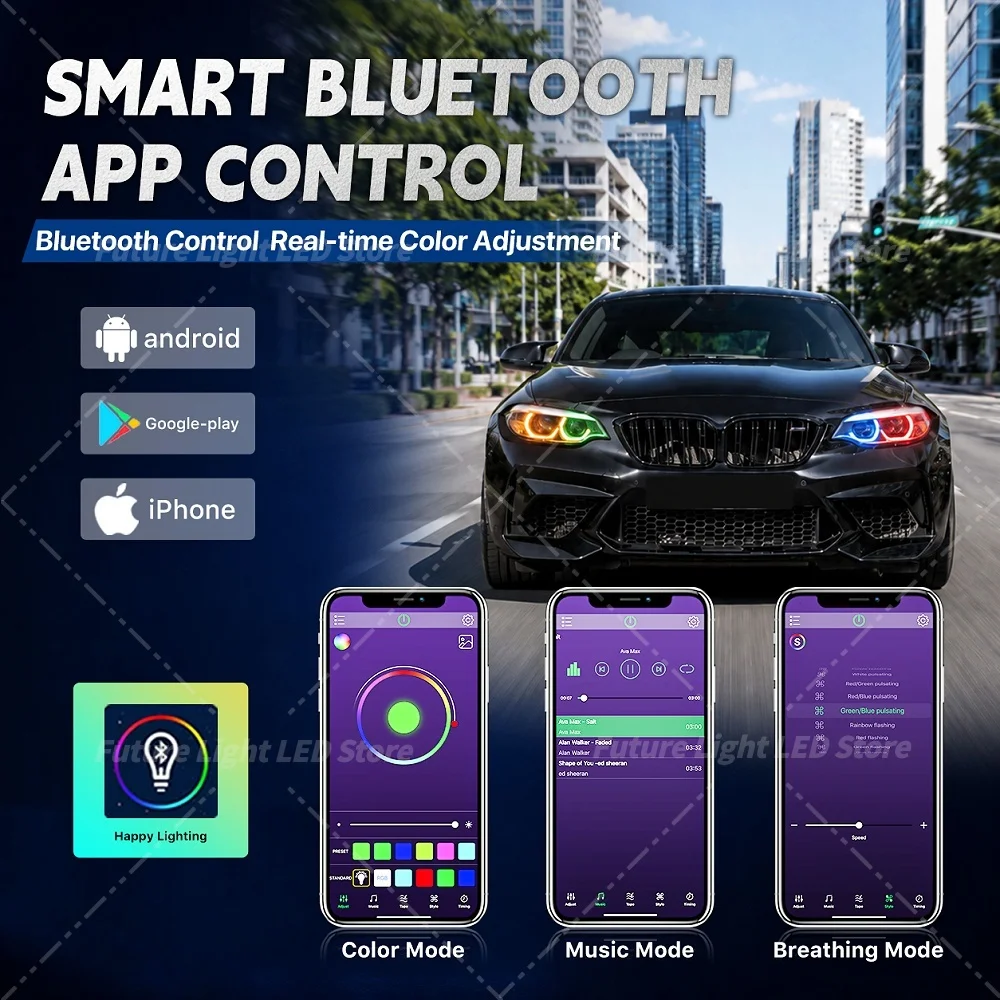 RGB DRL Module Angel Eyes Plug n Play For BMW M2 F87 F22 F23 LCI 2018-2021 App Control Multicolor Daytime Running Light RGB 2