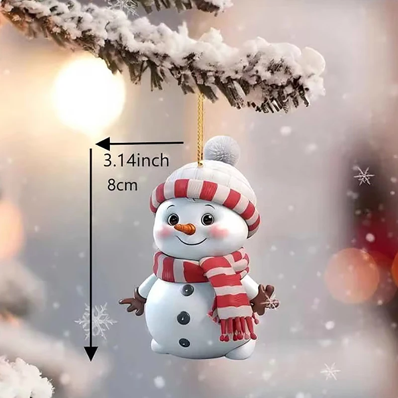 1 PC ตกแต่งคริสต์มาสจี้ 2D อะคริลิคการ์ตูนคริสต์มาส Snowman บ้านสวนจี้ต้นคริสต์มาสตกแต่ง Decora
