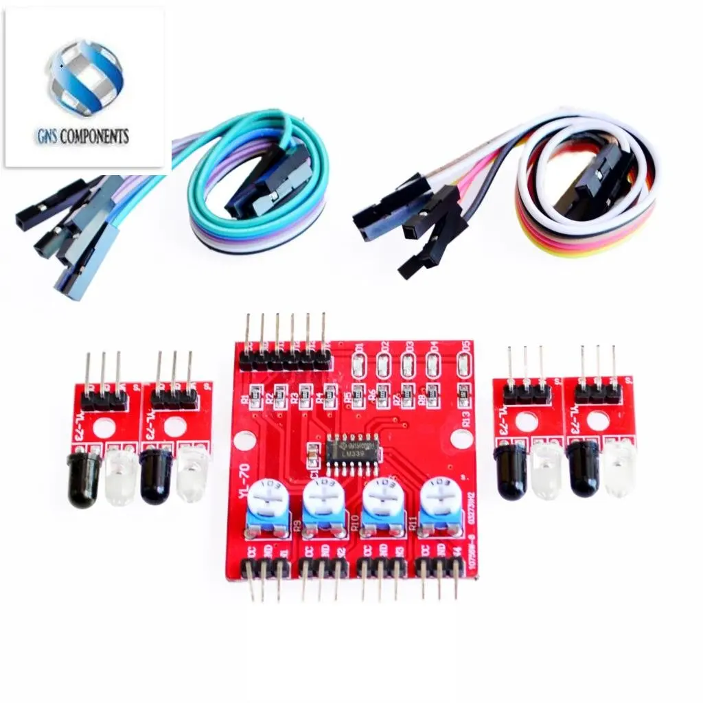 Four Way 4 Channel Infrared Detector Tracing Transmission Line Obstacle Avoidance Sensor Module for  Diy Car Robot