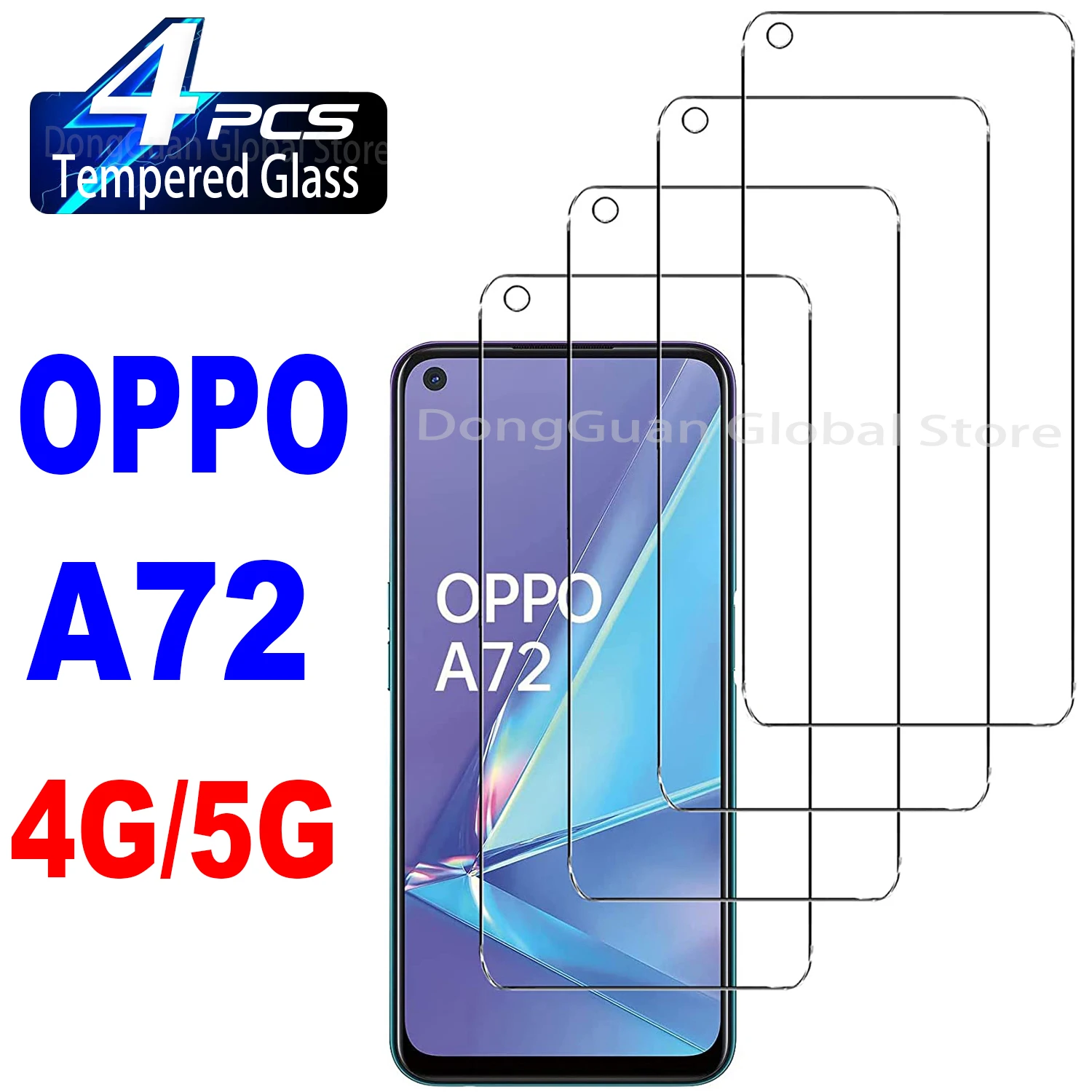 2/4Pcs Tempered Glass For OPPO A72 A72-5G Screen Protector Glass Film