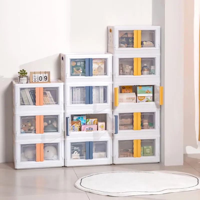 

Home Organizer Installation-Free Storage Cabinet Double Door Foldable Cloths Storage Box