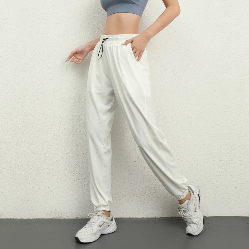 Summer Women Loose Jogger Pants High Waist Elastic Sport Running Trousers With Pocket Quick Dry Gym Workout Harem Pant For Yoga