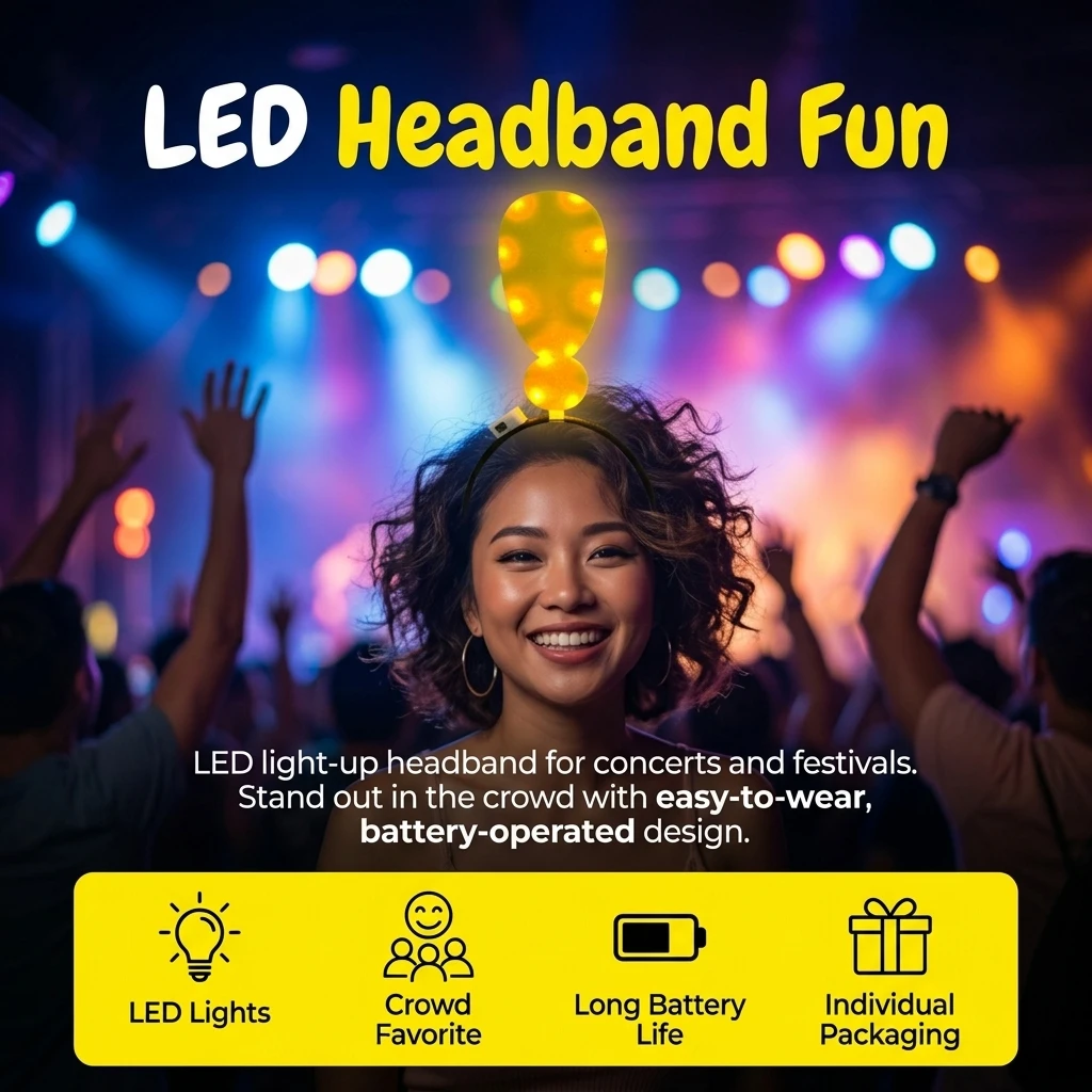 Light Up Headband Funny Arrow Question Mark Symbol Party Props Glow Hair Hoop Halloween Theme Party Concert Group Activity