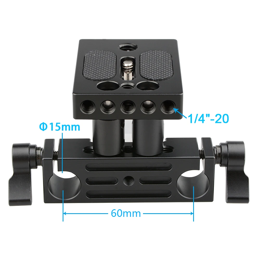 CAMVATE Camera Quick Release Plate With Railblock Height Riser & 15mm Rod Clamp Adaper For DSLR Cage Shoulder Rig Support System