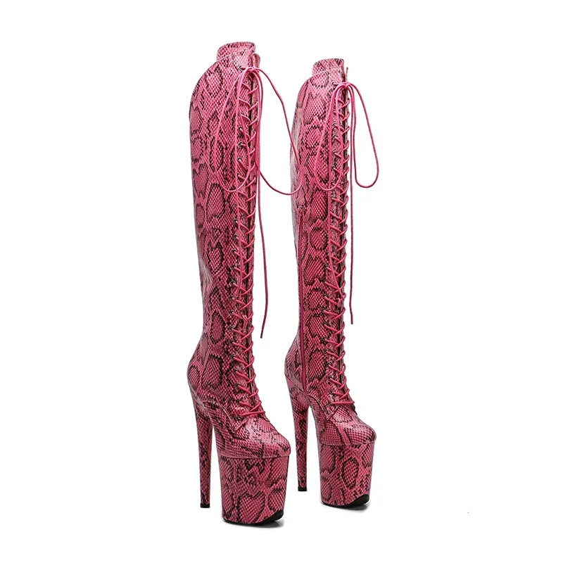 

Leecabe 20CM/8inches Snake Upper young trend fashion platform High Heel stripper heel Pole Dance boots