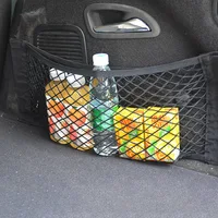 Car Seat Back Organizer Trunk Net Mesh Pocket Elastic String Net Magic Sticker Universal Portable Storage Bag Car Accessories 6
