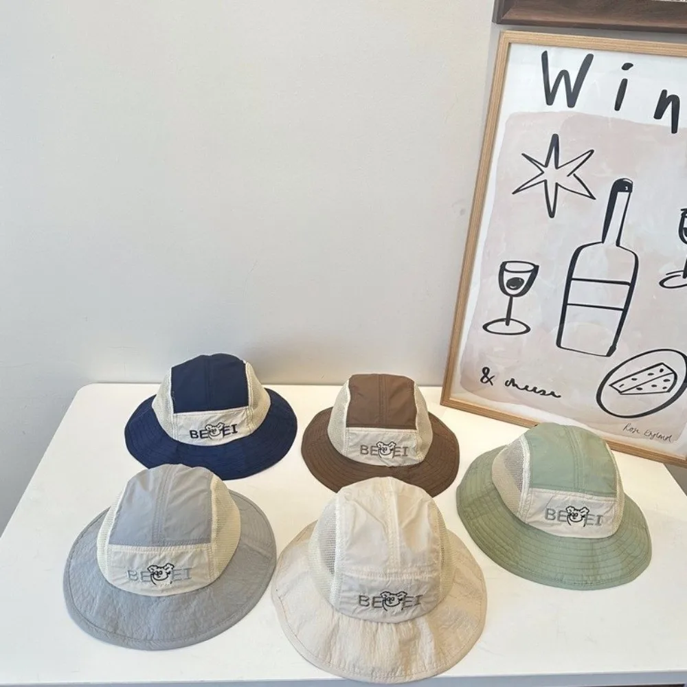 

Adjustable Baby Bucket Hat Quick Drying Large Brim Children Fisherman Cap Breathable Hollow-out Sun Protection Cap Outdoor