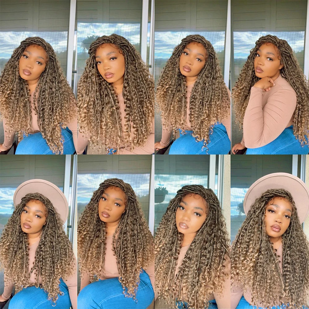 X-TRESS-Faux Locs Perucas sintéticas para mulheres negras, Dreadlocks macios, mistura reta, tranças encaracoladas, marrom ombre colorido, peruca tranças de crochê