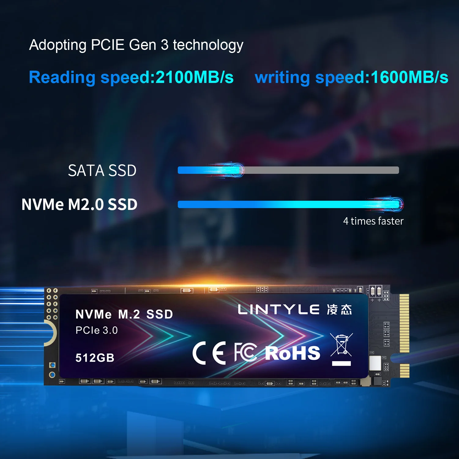 LINTYLE NVME M.2 PCIe 3.0 SSD1TB 512GB 256GB Gen3*4 Solid State Drive 2280 Internal Hard Disk HDD for Laptop Desktop