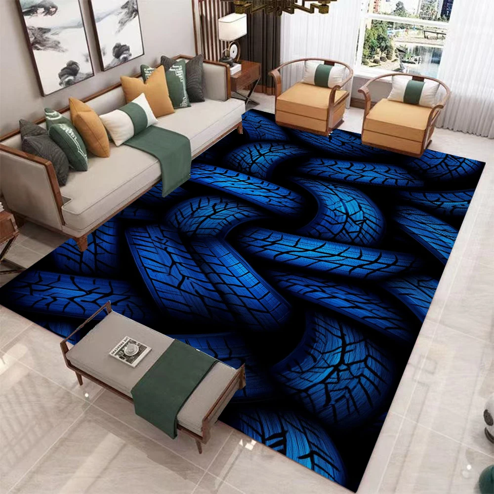 Make Old Tire Patterned Carpets Tire Track Carpets Men's Cave Decorations Popular Model Carpets Mechanical Carpets Door Mat