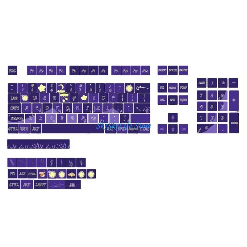 

E65E 127Keys PBT Lavender Keycaps XDA Profile DYE-SUB Keycap for Mechanical Keyboards