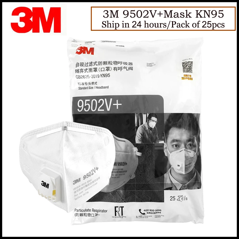 3M 9502V+ Mask KN95 Disposable Foldable Breathable Respirator Anti-haze Protective Against Virus Mask Authentic 3M Mask