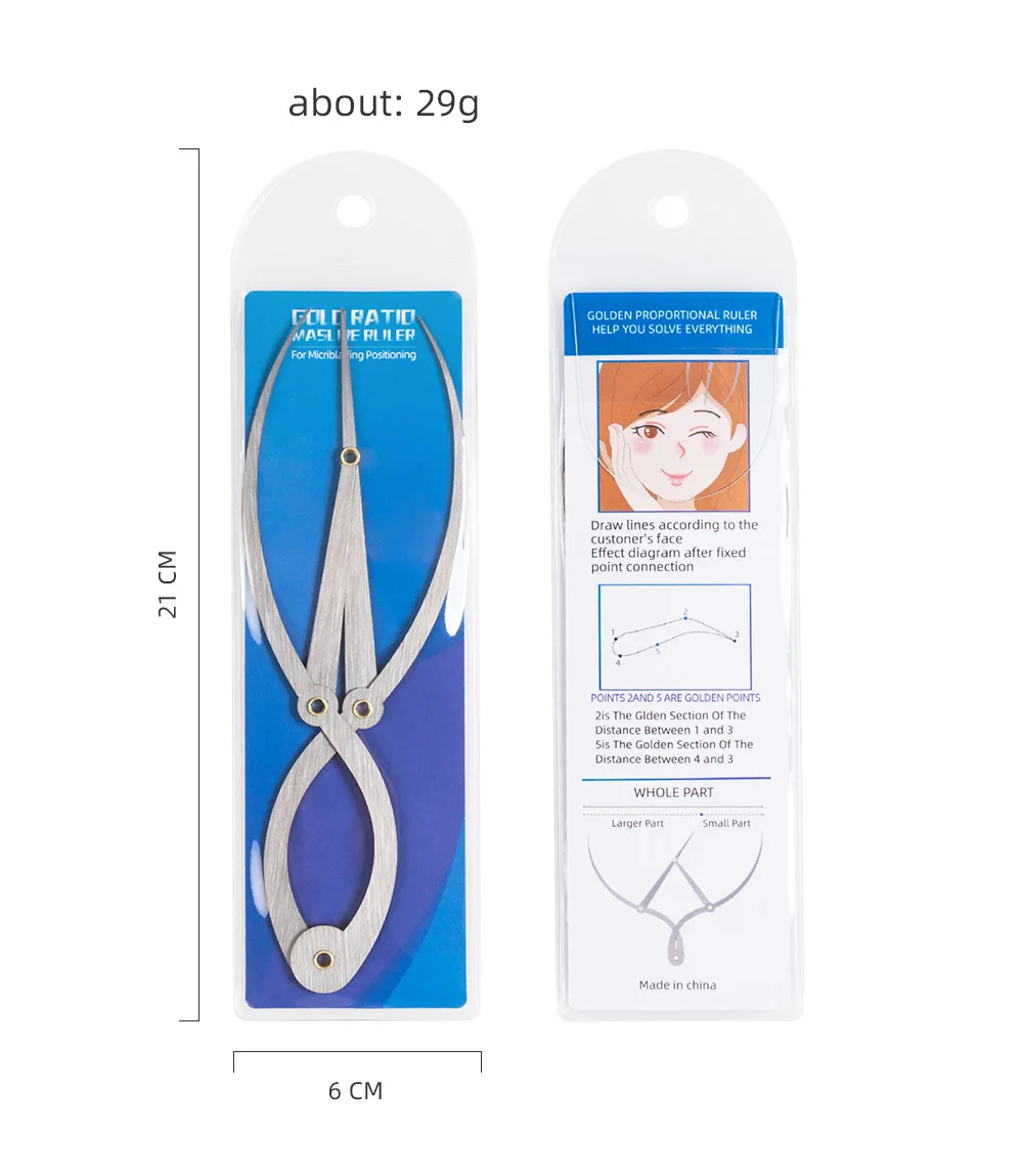 1pc Edelstahl Microblading Balance Positionierung Äquidistan Dreieck Augenbraue Mapping Lineal Golden Ratio Sattel Make-Up-Tool – Detail 38