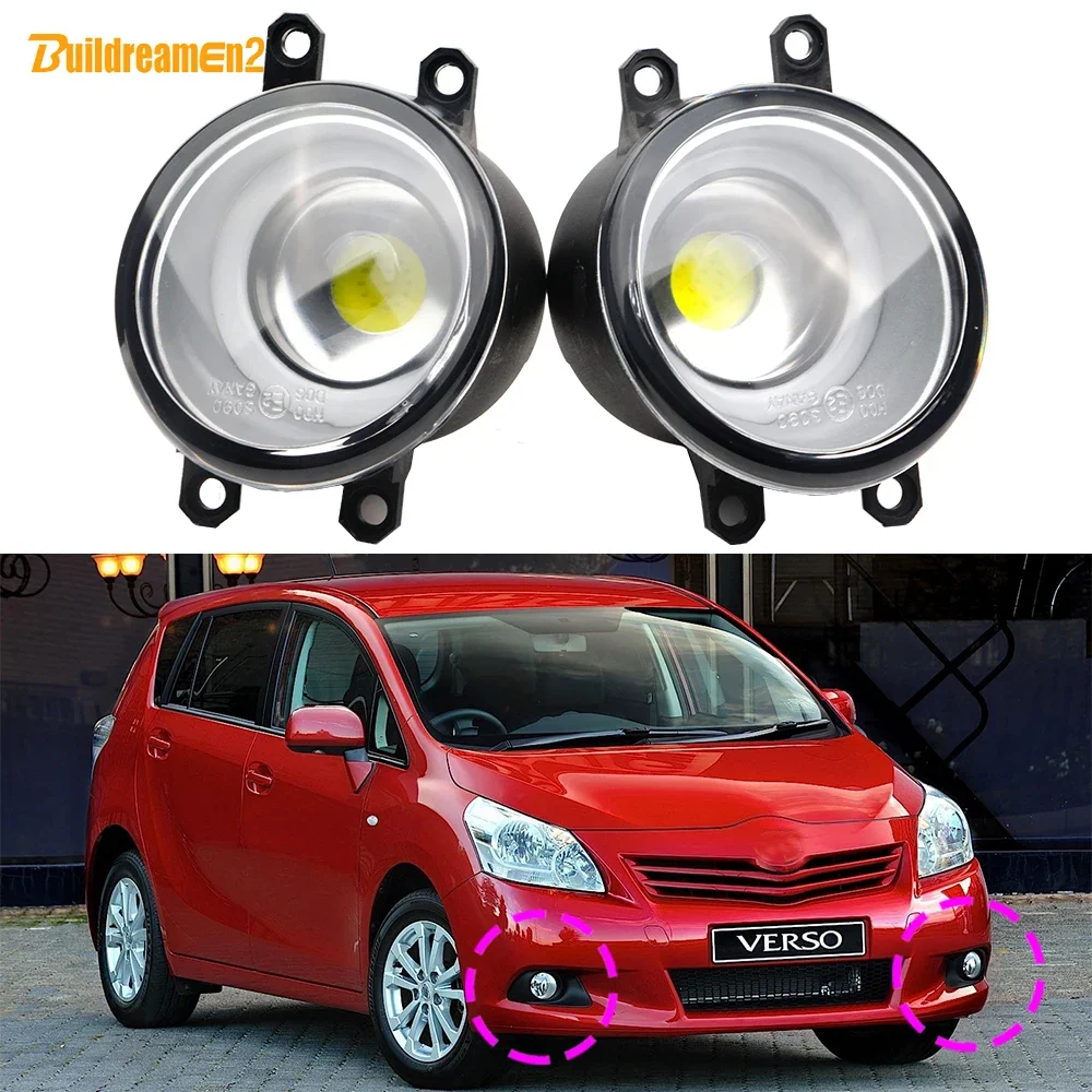 2 X 30W Car H11 LED COB Fog Light Angel Eye Daylight DRL For Toyota Verso R2 2009 2010 2011 2012 2013 2014 2015 2016 2017 2018