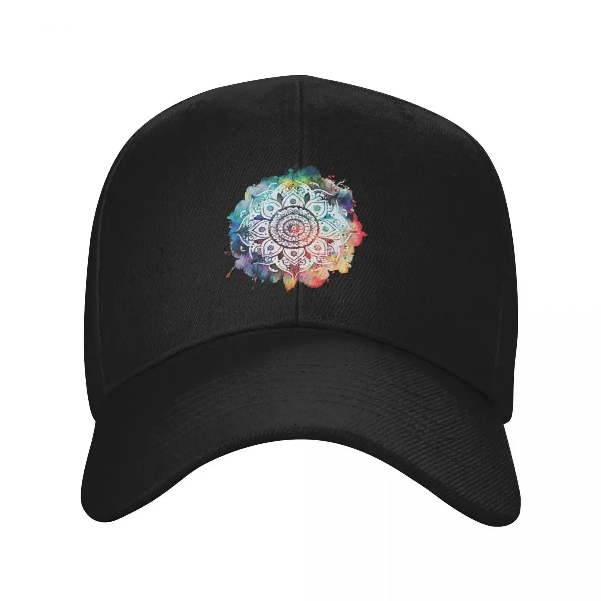 A Stencil Boho Mandala With Watercolor Background - Sacred Space Mandalas Collection Baseball Cap