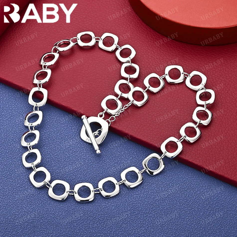 

URBABY 50cm 925 Sterling Silver Chain Necklace Anniversary Gift Popular Wild Fashion Romantic Jewelry