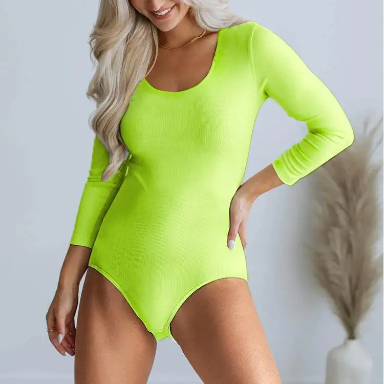 

Women's Knitted Jumpsuit Long Sve Base irt High Waist ort Pants 00% Polyester Spandex Winter Collection