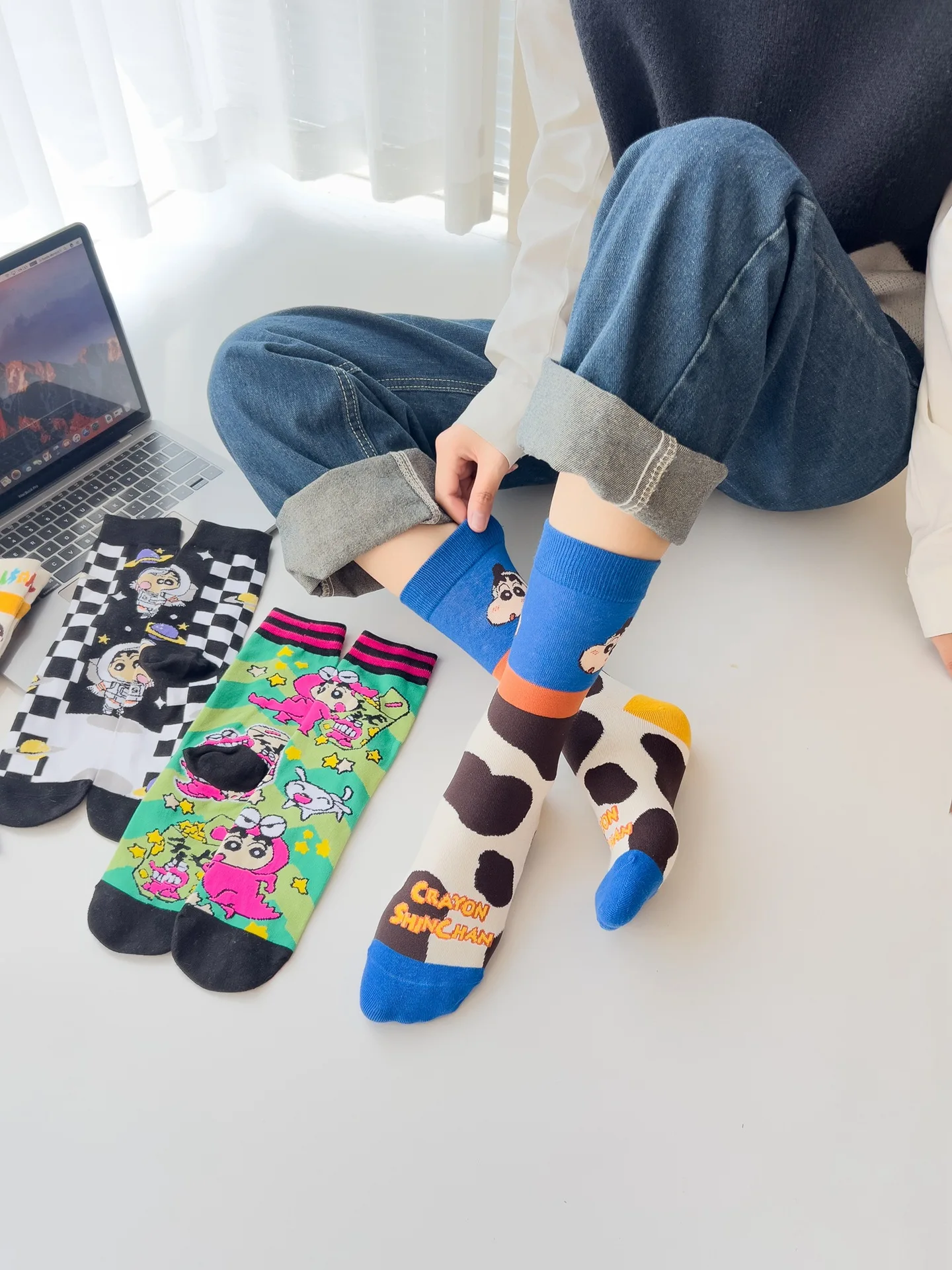 

Cartoon sock children. Anime cartoon cute mid-calf men's and women's socks. Fine-spun cotton illustrated trendy socks.