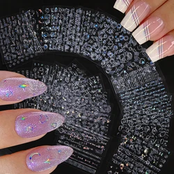 30 Sheets 3D Sun Star Moon Nail Art Stickers Laser Silver Heart/Curve Stripe/Lines/Wings/Letter Adhesive Slider Bronzing Decals
