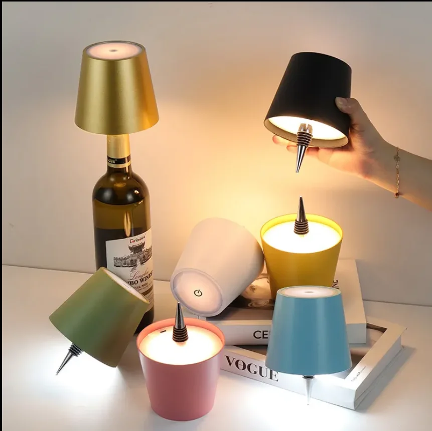 Bedroom Cafe Clubs Bars Restaurant Decorations Rechargeable Touch Control LED Wine Bottle Table Lamp Wireless Bottle Lamp