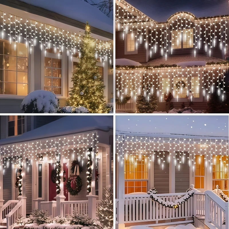 Solar Light String 162LED Outdoor Solar Lights Ice Cone String Lights Ice Column String Lights for Home Festival Decoration