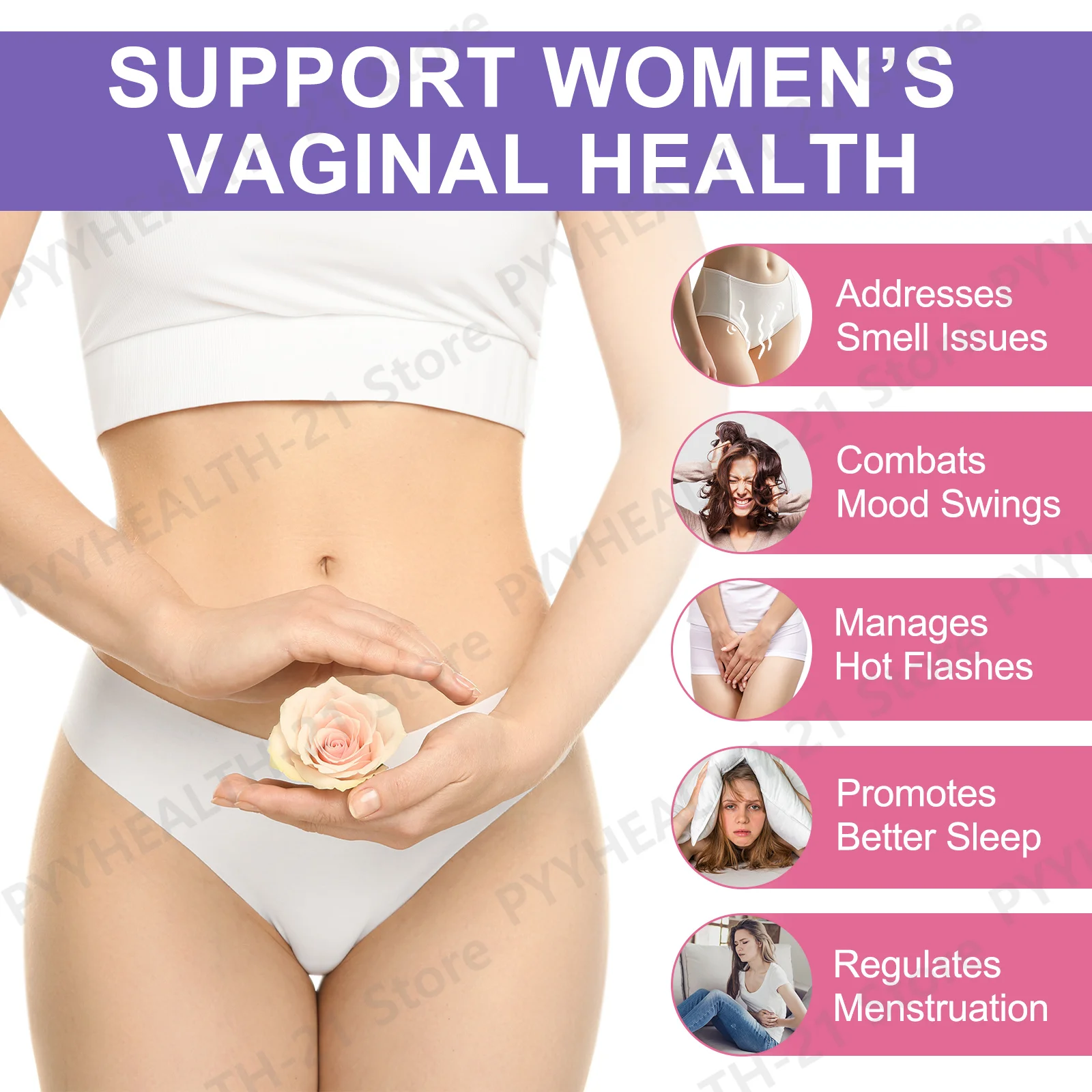 Vaginal Probiotic Gummies Regulates Menstruation PH Balance Intimate Health Bacillus Coagulans Pineapple Vitamin C 60 Gummies