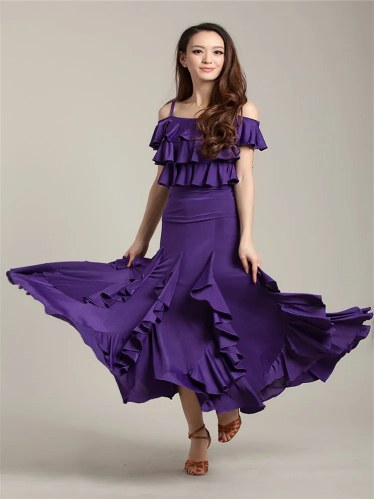 Ladies Modern Dance Dress Ballroom Dance Swing Skirt Waltz Skirt Flamenco National Standard Dance Skirt