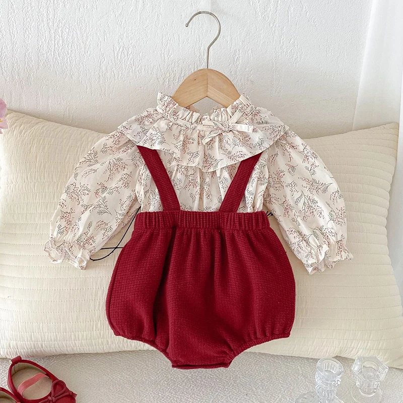 2025 neue Herbst 0-3Yrs Kleinkind Baby Kleidung Anzug Lange Ärmeln Baumwolle Gedruckt T-shirt + Ärmellose Overall Kinder Kleidung Set